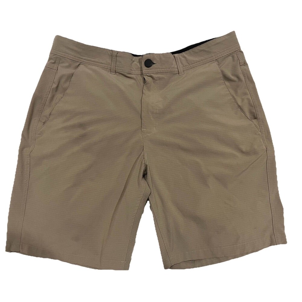 George Men's Flat Front Performance Shorts 9" Khaki Beige Sz 38 Golf Tennis EUC